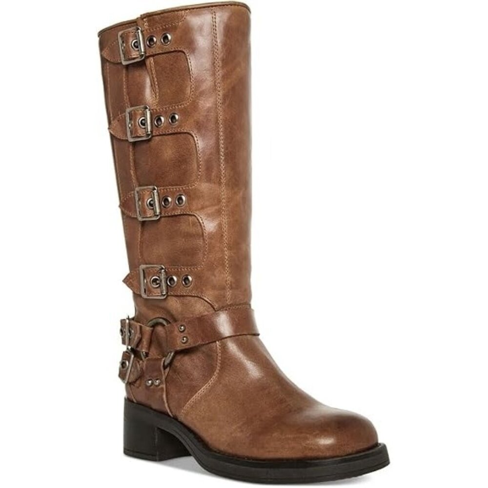 Steve Madden Women's Brocks Buckled Mid-Calf Moto Boots